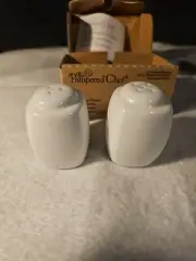 Pampered Chef Salt & Pepper Shakers #3112 – New in the Box White Ceramic
