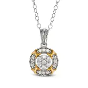 0.25 CT. T.W. Composite Natural Diamond "X" Frame Antique Vintage-Style Pendant in Sterling Silver with 14K Gold Plate