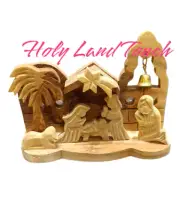 Mini Nativity Cave of Jesus Christmas Olive Wood Bethlehem Hand Made Holy Land