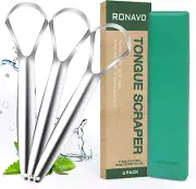Tongue Scraper for Adults (3 Pack), Reduce Bad Breath, Metal Tongue Scraper