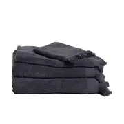 4pc Canningvale Capri Rib Two-Ply Soft Cotton Bath/Hand/Face Towel Set Slate