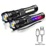 2PCS 500000lm LED Flashlight USB Rechargeable Torch for Outdoor Camping Hiking