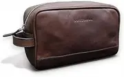 [bark&bison] Leather Travel Toiletry Bag - Handcrafted from Finest Full Grain Cowhide Leather, Spacious Compartment for Travel Accessories, Great for Home or Travel Use, or as Makeup Bag