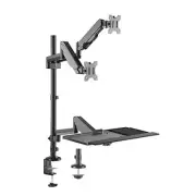 Brateck Dual 17'-32' Monitors Gas Spring Mount w/ Tray Sit & Stand Workstation