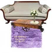 Contemporary Lavender Shag Rug, Plush Faux Fur, Bonded Suede Lining, Made in USA