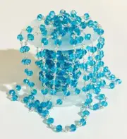 25 feet 6mm Blue topaz crystal beads rosary chain, silver plated bulk roll chain