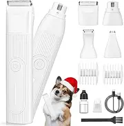 [Anyuainiya] Dog Grooming Clippers Kit, Quiet Cordless Dog Paw Trimmer & Nail Grinder, 4-in-1 Rechargeable Low Noise Pet Hair Trimmers for Small Large Dogs Cats Pets