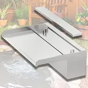 LONGRUNNEW Pond Waterfall Blade Kit 30x20cm, 304 Stainless Steel Pool Fountain with Accessories, Flat Spillway W1ater Feature Waterfall Cascade for Garden Patio Pond Decoration Stream Rockery