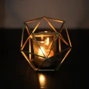 6 X Gold Pentagon Shaped Geometric Design Tea light Votive Candle Holder