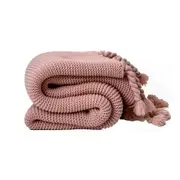 Soft Tassel Fringe Knitting Throw Rugs Sofa Couch Bedding 130 x 170 Pink