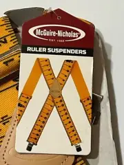 McGuire Nicholas Ruler Suspenders Heavy Duty Nickel Plated, New With Tags