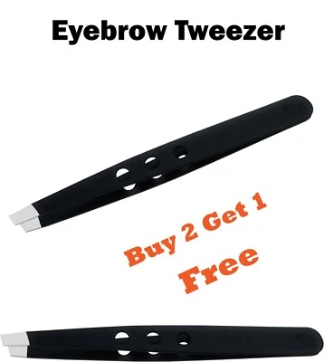 Professional Black Eyebrow Tweezers Hair Beauty Slanted S.S Tweezer