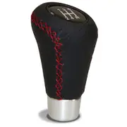 SAAS Leather Gear Knob Black-Red Stitch With 8 Shift Patterns SGKBR