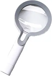 Meichoon Handheld Magnifier 110mm/4.33in Lens USB Rechargeable Tactile Switch with 29 LED Illuminated 2.5X 13X Magnification Gray White Reading Viewing Newspaper for The Elderly