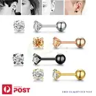 1 Pair Zirconia Ear Stud Earrings Cartilage Piercings Helix Tragus Screw Balls