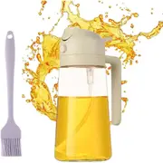 2 in 1 Oil Sprayer and Oil Dispenser, 470ml Oil Sprayer for Cooking, Kitchen Accessories for Air Fryer (with Brush)