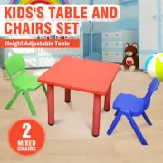 Kids Toddler Children Square Activity Table and 2 Chair Chairs Red 60x60cm S