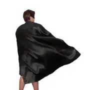 Long Cape (Black) Satin Super Hero Flying Cape Dress Up for Adults Vampire Zorro