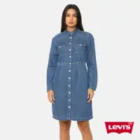 在飛比找momo購物網優惠-【LEVIS 官方旗艦】女款 合身長版牛仔洋裝 / 襯衫式順