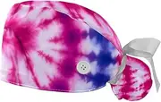 [YTYVAGT] 2-Pc,Gourd-Shaped Working Cap,Fisherman Hat with Buttons and Cotton Sweatband,Colorful Tie Dye Swirl Pattern