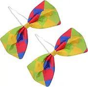 [JEWEDECO] 2pcs Clown Bowties Oversized Funny Bow Tie for Masquerade Carnival and Birthday Parties Elastic Neck Design Costume Accessories