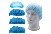 300pcs Safetyware Non-Woven Disposable Bouffant Mob Cap Hair Net Head Cover Dustproof Elastic Bulk for Hospital Food Kitchen Cleaning Laboratory Blue
