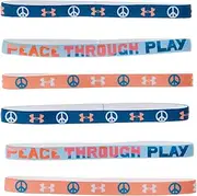 [Under Armour] Girls' Graphic Headbands 6-Pack, (426) Varsity Blue/Blizzard/Bubble Peach, One Size