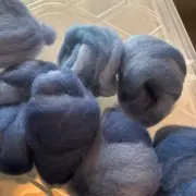 Assorted Wool Dyed Blues Multicolor Roving Fiber Ready to Spin Wool