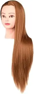 Teruyol Cosmetology Head for Hair Practice, Mannequin Doll with Long Hair for Stylists, Gold with Makeup