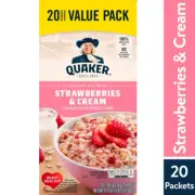 Quaker Oats Instant Oatmeal Strawberry & Cream 1.1 Oz 20 Packets Free Shipping
