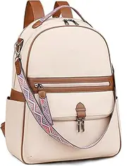 FADEON Leather Laptop Backpack for Women PU Computer Backpacks, Designer Travel Back Pack Purse with Laptop Compartment