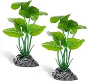 2-Pack Aquarium Decor Fish Tanks Decorations Plants, 6 Inch Plastic Betta Leaf Pad Hammock Artificial Silk Aquarium Plant Betta Fish Tank Accessories for Goldfish, Reptiles Plant Decor Driftwood