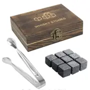 Whiskey Stones Set 9 with Wooden Box Reusable Cooling Ice7468