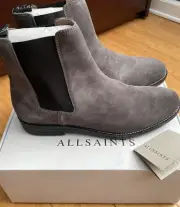 New! AllSaints Mens Harley Chelsea Suede Grey Boots - Size 11