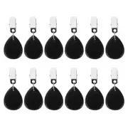 12Pcs Marble Tablecloth Weights with Metal Clip Teardrop Shape, Glossy Black