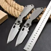 New CNC Stone Wash D2 Blade Titanium Handle Folding Pocket Knife EDC ST09