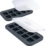 Souper Cubes 2 Tbsp Silicone Freezer Tray with Lid - Easy Meal Prep Container and Kitchen Storage Solution - Silicone Mold for Soup and Food Storage - Charcoal – 2-Pack