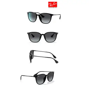 RayBan 雷朋 亞洲版 簡約時尚大鏡面太陽眼鏡 RB4348D 601/8G 黑框漸層灰鏡片 公司貨