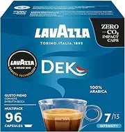 [Lavazza] A Modo Mio Dek Cremoso, 96 Coffee Pods, Decaffeinated Coffee Pods Espresso, 100% Arabica, Full and Balanced Taste, Intensity 7/10, Medium Roasting, 6 Packs of 16 Coffee Pods