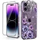 (3 in 1 for iPhone 14 Pro Max Case Flower, with Screen Protector/Camera Lens ...