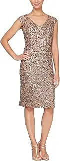 [Alex Evenings] Women's Short Shift Knee Length V Neck Dress (Petite & Regular)