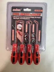 4 PIECE PICK AND HOOK SET TOOL DIY SOFT ANTI SLIP GRIP LOST PART WIRE FUSES REMO