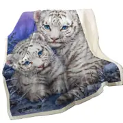 Positive Wildlife Animal Art White Tiger Cubs Throw Blanket