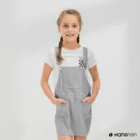 在飛比找momo購物網優惠-【Hang Ten】童裝-條紋緹花吊帶裙-花紗黑