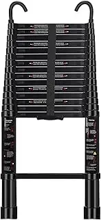 [ARCHOM] Telescoping Ladder 20 FT - Aluminum Telescopic Ladder with Hooks - Folding Extension Ladders for Home Work Loft Roof Attic RV Ladder with EN131 Certification - 330lbs Max Capacity (Black)