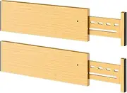 Ryqtop Bamboo Drawer Dividers 4" High, 16.5-22" Adjustable Drawer Organizers for Clothes,Expandable Dresser Separators in Bedroom/Kitchen/Bathroom/Office Organization and Storage,2 Pack