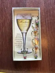 Boston Warehouse Wine Glass Ring Charm Markers - NEW set of 6