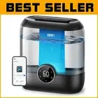 Black 6L Cool Mist Humidifier for Baby & Plants - 60 Hour Runtime, Sleek Design