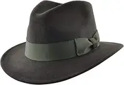 [uk-unique wear] Hand Made Crushable Felt Fedora HAT 100% Wool Elegant Gents HAT with Wide Band Indiana Style