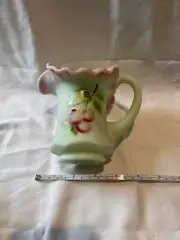 Fenton Art Glass Lotus Mist Green Burmese Miniature Pitcher 2010 Signed